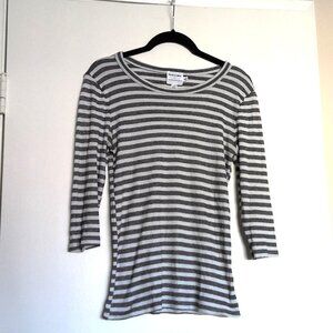 New Michael Stars Anthropologie Striped Top Gray 3/4 Sleeve Stretch NWOT Sz XS/S
